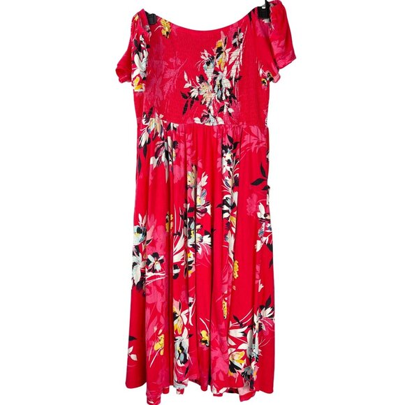 Torrid Super Soft Floral Smocked Midi Dress Pockets Rayon Spandex Size 1 - Picture 13 of 14